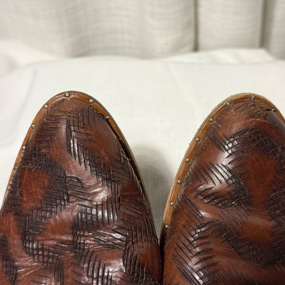 Freda Salvador Brown Leather Oxford Shoes Textured Pointed Toe Womens Size 8 - Picture 9 of 16